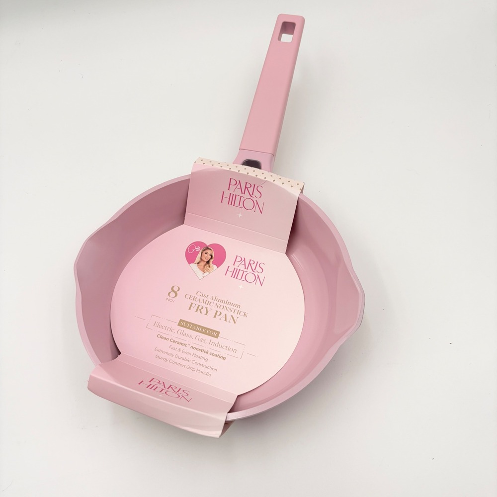Paris Hilton 8" Pink Ceramic Nonstick Cast Aluminum Fry Pan Induction Skillet